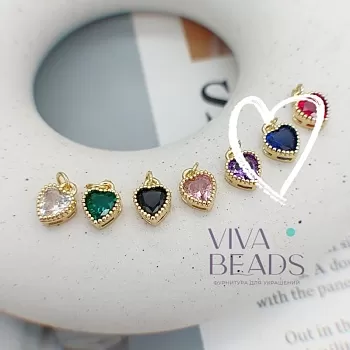 Подвеска Сердце с фианитом 8.5x7x4 мм синий, позолота (7560-СИНЗ) Подвеска Сердце с фианитом 8.5x7x4 мм синий, позолота (7560-СИНЗ)