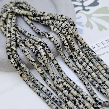 Нить 19 см Яшма далматиновая / порфирит / шайба ок. 4х2 мм (9076) для бижутерии купить с доставкой по России | Интернет‑магазин Viva Beads