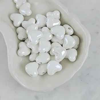 УЦЕНКА 1 шт. Бусина Сердце ок. 11.6х10х6 мм белый, керамика (10276-11-Б-УЦ) - фурнитура для бижутерии