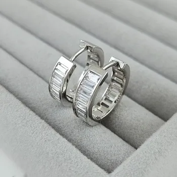 Швензы конго, бублики с фианитами 20х5 мм, родиевое покрытие (10086-Р) купить с доставкой по России | Интернет-магазин Viva Beads