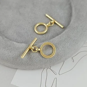 УЦЕНКА Замок тоггл с фактурой, кольцо 12.5 мм позолота 14К (9430-З-УЦ)