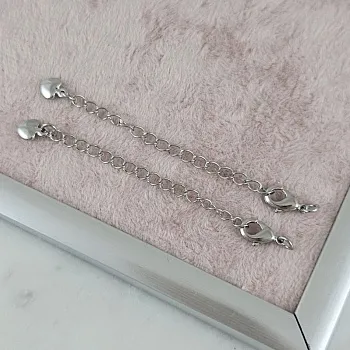 Замок лобстер 10 мм с удлинителем и сердечком родиевое покрытие (9373-10-Р) замок для украшений купить с доставкой по России | Интернет-магазин Viva Beads