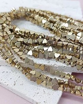 Нить 20 см Гематит сердце 4 мм цвет античное золото (7985-З) купить в Воронеже | Заказать в интернет-магазине Viva Beads
