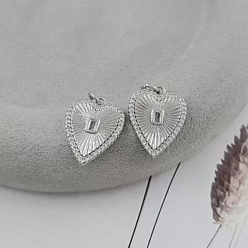 Подвеска Сердце с фианитами 18.8х14.4 мм родиевое покрытие (9819-Р) купить с доставкой по России | Интернет-магазин Viva Beads