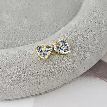 Подвеска Сердце мини с фианитами 7.7х6.6 мм голубой, позолота 14К (9317-ГОЛ-З) купить с доставкой по России | Интернет-магазин Viva Beads