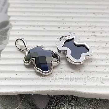 Подвеска Мишка 22х12 мм керамика, родиевое покр. (6804-ЧР) купить с доставкой по России | Интернет-магазин Viva Beads