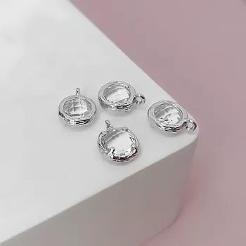 Подвеска круглая с фианитом 9.5х7.4 мм родиевое покр. (7596-БР) купить с доставкой по России | Интернет-магазин Viva Beads