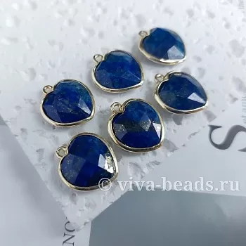 Подвеска Сердце 18.3-18.6х16 мм лазурит, позолота 14к светлое золото (7038-З) купить с доставкой по России | Интернет-магазин Viva Beads