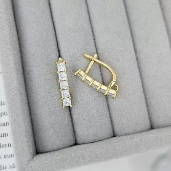 Швензы с замком с фианитами 17.7х4 мм позолота 14К (8960-З) швензы для серег купить с доставкой по России | Интернет-магазин Viva Beads
