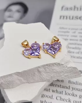 Подвеска Сердце 12 мм с фианитами, сиреневый, позолота (8338-СЗ) Подвеска Сердце 12 мм с фианитами, сиреневый, позолота (8338-СЗ)