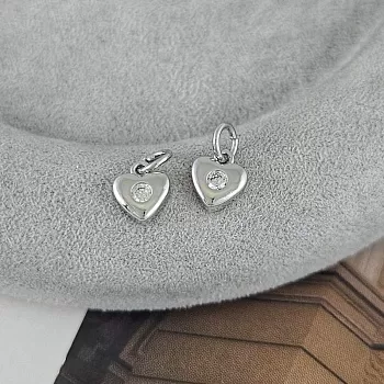 Подвеска Сердце с фианитом 7.8x6.7 мм родиевое покрытие (9412-Р)