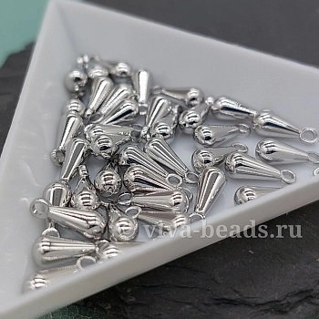 Подвеска Капля 10х4 мм родиевое покр. (6602-Р) купить с доставкой по России | Интернет-магазин Viva Beads