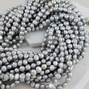 Нить 18 см Жемчуг речной натуральный барокко 5-6.7 мм А+ серый (9762) купить в #REGION_P# | Заказать в интернет-магазине Viva Beads
