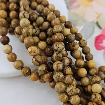 Нить 37 см Яшма пейзажная 6-6.5 мм бусина гладкий шар (9449-6) для бижутерии купить с доставкой по России | Интернет‑магазин Viva Beads