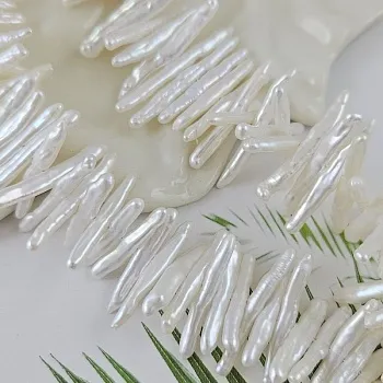 5 шт. Жемчуг натуральный барокко 22-29х2-4 мм палочки , АА белый (1006-Б) купить с доставкой по России | Интернет-магазин Viva Beads