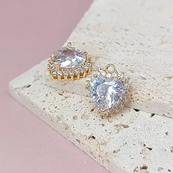 Подвеска Сердце с кристаллом 15х14 мм бледно-голубой, позолота 14к (6813-АЗ) купить с доставкой по России | Интернет-магазин Viva Beads