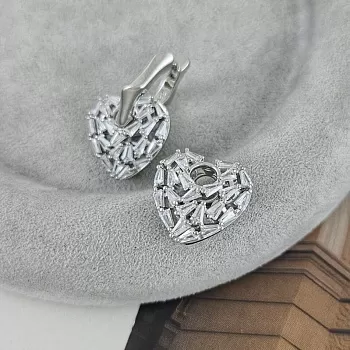 Подвеска Сердце с фианитами 17х17х7.9 мм родиевое покрытие (9410-Р) купить с доставкой по России | Интернет-магазин Viva Beads