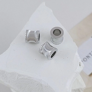 1 шт. Бусина разделитель 7х7.3 мм текстурированная, родиевое покрытие (9613-Р) купить с доставкой по России | Интернет-магазин Viva Beads