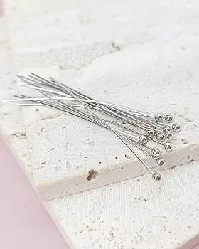 10 шт. Пины с шариком 40х0.5 мм родиевое покрытие (8127-Р) купить в Воронеже | Заказать в интернет-магазине Viva Beads
