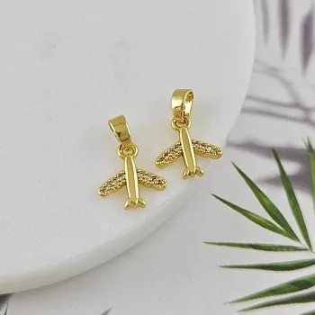 УЦЕНКА Подвеска Самолет с фианитами 11.6х10.9 мм позолота 14К (10040-З-УЦ)