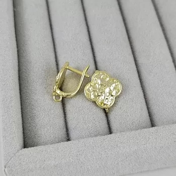 Швензы с замком Клевер 15.5х14 мм позолота 14К (9472-З) швензы для серег купить с доставкой по России | Интернет-магазин Viva Beads