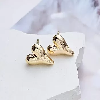 Серьги гвоздики, пуссеты Сердце 10.2х8.6 мм в позолоте (8625-8-З) купить с доставкой по России | Интернет-магазин Viva Beads