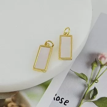 Подвеска прямоугольная с перламутром 17.3х7 мм, позолота 14К (9890-З) купить с доставкой по России | Интернет-магазин Viva Beads