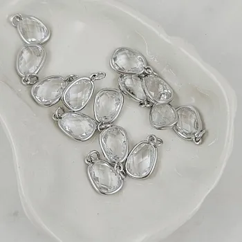 Подвеска Капля с кристаллом 13.3х8.5 мм родиевое покрытие (10190-Р) купить с доставкой по России | Интернет-магазин Viva Beads