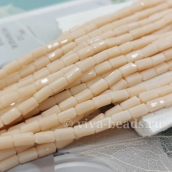Нить 20 см Бусины трубочки 4х7 мм стекло (6739-БЕЖ) купить с доставкой по России | Интернет-магазин Viva Beads