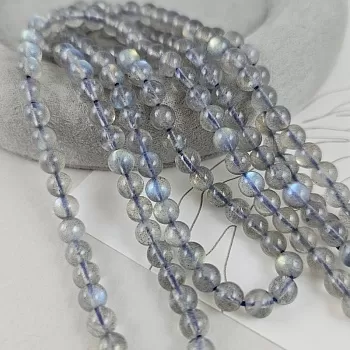 Нить 19 см Лабрадор натуральный ок. 5 мм гладкая бусина (6107-5) купить в Воронеже | Заказать в интернет-магазине Viva Beads
