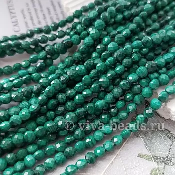 Нить 19.5 см Малахит натуральный граненая монета 4х3 мм (6768) для бижутерии купить с доставкой по России | Интернет‑магазин Viva Beads
