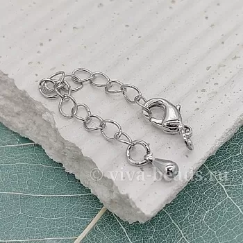 Замок лобстер 10 мм с удлинителем родиевое покрытие (6326-10-Р) купить в Воронеже | Заказать в интернет-магазине Viva Beads
 Замок лобстер 10 мм с удлинителем родиевое покрытие (6326-10-Р) купить в Воронеже | Заказать в интернет-магазине Viva Beads