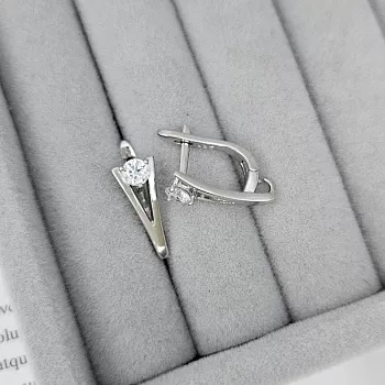 Швензы с замком с фианитом 16.6х6.6 мм родиевое покрытие (8962-Р) швензы для серег купить с доставкой по России | Интернет-магазин Viva Beads