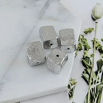 УЦЕНКА 1 шт. Бусина металлическая форма кусочка камня ок. 13.1х10.3х10.3 мм родиевое покрытие (9769-Р-УЦ)