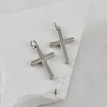 Подвеска Крест 16.8х11 мм родиевое покрытие (9557-Р) купить с доставкой по России | Интернет-магазин Viva Beads