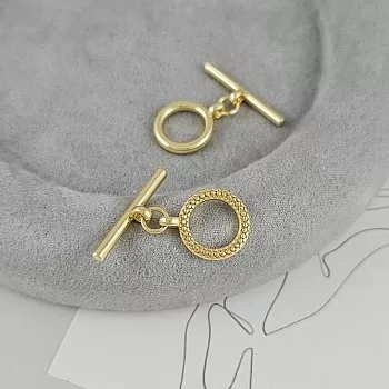 Замок тоггл с фактурой, кольцо 12.5 мм позолота 14К (9430-З) замок для украшений купить с доставкой по России | Интернет-магазин Viva Beads