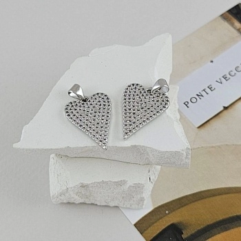 Подвеска Сердце 20.6х15 мм с фианитами, родиевое покрытие (9592-Р)