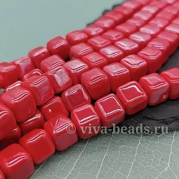 1 шт. Бусина куб 8.5 мм красный, керамика (6476-К) купить с доставкой по России | Интернет-магазин Viva Beads