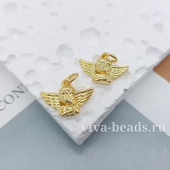Подвеска Ангел 11x15x4 мм позолота 14к (7283-З) Подвеска Ангел 11x15x4 мм позолота 14к (7283-З)