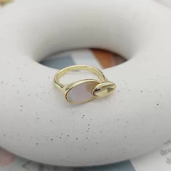 Кольцо с перламутром свободный размер позолота 14к (7683-З) купить с доставкой по России | Интернет-магазин Viva Beads