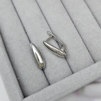 УЦЕНКА Швензы с замком Капля 16х5 мм родиевое покр. (5380-Р-УЦ)