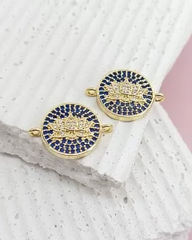 Коннектор Лотос 18.8х13.6 мм с фианитами, позолота (8198-З) купить с доставкой по России | Интернет-магазин Viva Beads