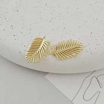 Подвеска кулон Лист 21x13.2 мм позолота 14К (9498-З) купить с доставкой по России | Интернет-магазин Viva Beads