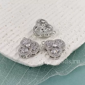 Подвеска с фианитами 15x13.5x6 мм родиевое покр. (6236) купить с доставкой по России | Интернет-магазин Viva Beads