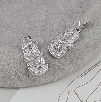 Подвеска кулон Сланец 22.8x11.4 мм с фианитами, родиевое покрытие (9528)