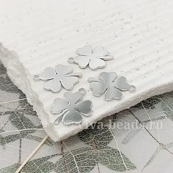 Подвеска Клевер 14х11 мм родиевое покрытие (6856-Р) купить с доставкой по России | Интернет-магазин Viva Beads