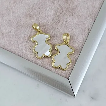 Подвеска Мишка с перламутром 19х12.6 мм позолота 14К (10182-З) купить с доставкой по России | Интернет-магазин Viva Beads