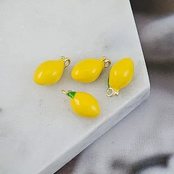 УЦЕНКА Подвеска лимон 12.8х6.7мм эмаль, желтый,  покрытие позолота 18К (9726-З-УЦ)