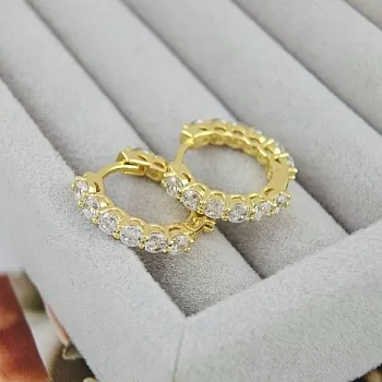 Швензы кольца, бублики, конго 17х19.8х3 мм с фианитами, позолота 14К (9707-З) купить с доставкой по России | Интернет-магазин Viva Beads