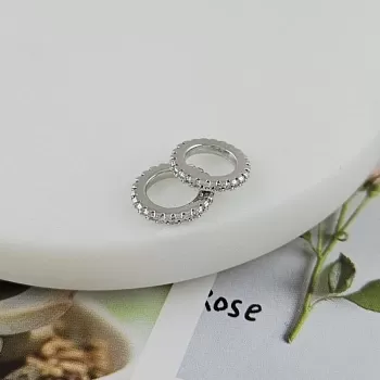 Кольцо коннектор 12x1.9 мм с фианитами, родиевое покрытие (9880-Р/12) купить с доставкой по России | Интернет-магазин Viva Beads